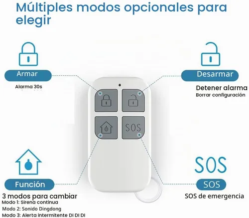Vista 2 de Alarma con sensor de ventana de puerta cuando se abre la puerta, alarma de puerta para seguridad de niños en el hogar con control remoto, alarma