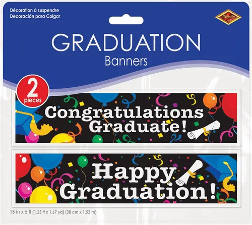 Vista 6 de Beistle Paquete de 2 pancartas de graduación, 15 pulgadas por 5 pies