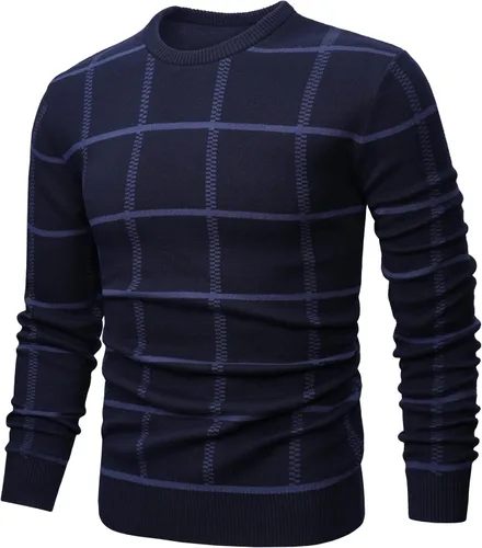 Vista 15 de MAGNIVIT Suéteres de punto de diseño básico para hombre, de algodón, suave, cuello redondo, para otoño e invierno