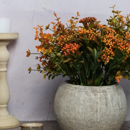 Vista 6 de Flores artificiales de otoño para exteriores, plantas falsas, 6 paquetes de plantas sintéticas para exteriores, boj, no se decolora, arbustos