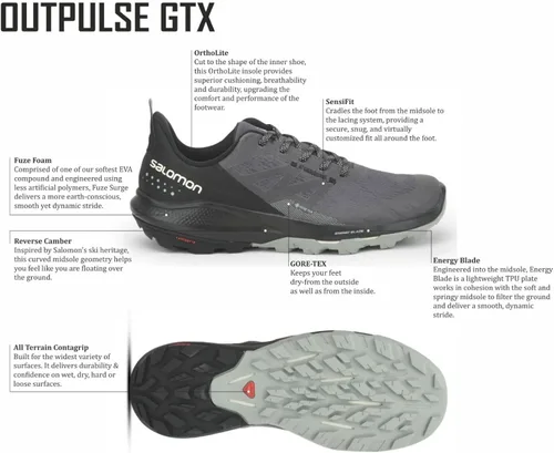 Vista 7 de Salomon Mens Outpulse Gore-tex Hiking Shoes Climbing