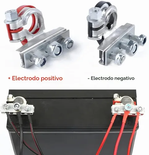 Vista 4 de zipelo Conector de terminal de batería, juego de abrazadera de terminal de cable de batería de poste superior, positivo y negativo, 1 par, buen