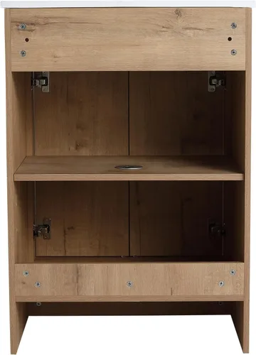 Vista 7 de Malwee Tocador de baño independiente de 24 pulgadas con lavabo, tocador de baño de pie de 24'', tocador moderno con 2 puertas y encimera de lavabo