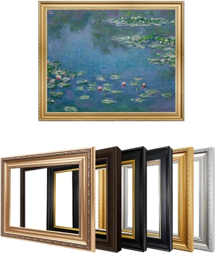 Vista 144 de IPIC - Reproducción artística de los lirios de agua de Claude Monet 1906, impresiones giclée coinciden con el marco dorado clásico, arte de pared