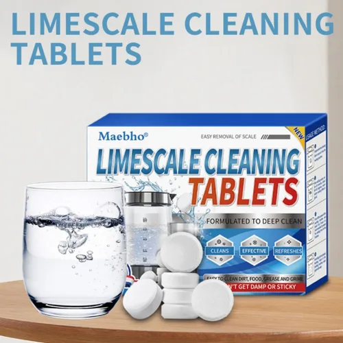 Vista 5 de Paquete de 24 potentes tabletas de limpieza de cal – Eficientes tabletas de limpieza de botellas de agua perfectas para botellas de agua, vasos
