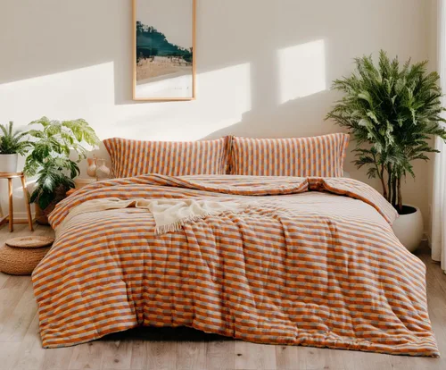 Vista 42 de Sleepbella - Edredón tamaño individual, algodón de 600 hilos, patchwork a rayas en blanco y azul marino, diseño reversible en azul, con relleno