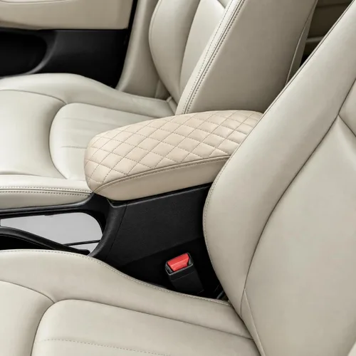 Vista 53 de Great-luck Funda de cuero para consola central, almohadilla para reposabrazos, accesorios de cubierta de caja (costuras rojas) para BMW X1 2023 2024