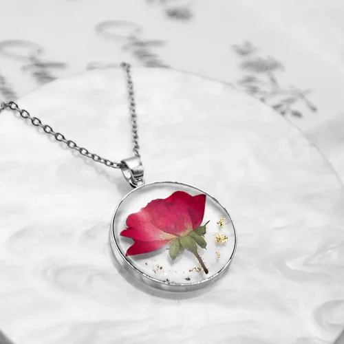 Vista 104 de Pressed Flower Necklace Gift for Women Personalized Handmade Necklaces Birth Flower Necklace
