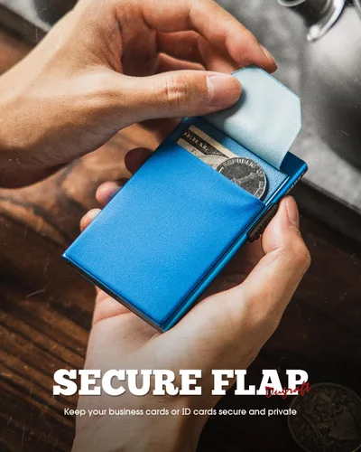 Vista 36 de DUGRAFT Tarjetero para tarjetas de crédito con bolsillo para dinero, minimalista, delgado, de aluminio, de metal, para hombres, con bloqueo RFID