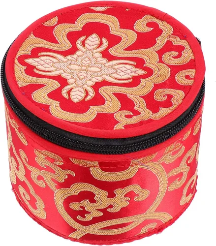 Vista 7 de Bolsa tibetana con cremallera para cuenco de meditación budista, soporte portátil de viaje al aire libre, caja de almacenamiento de 4.7 x 3.7 in