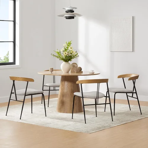 Vista 2 de CHITA Juego de 4 sillas de comedor modernas tapizadas, sillas de comedor con certificación FSC con patas de metal, silla de comedor de mediados