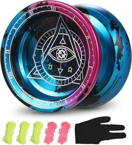 Vista 12 de Lixada Yoyo profesional de aluminio competitivo Yoyo Ball Yo Yo regalo con 5 cuerdas de repuesto y guante, ideal para principiantes y para trucos