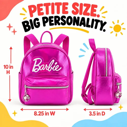 Vista 2 de AI ACCESSORY INNOVATIONS Character Mini PU Mochilas Monedero, Bolsa de hombro, 10.5 pulgadas, Cuero Sintético Barbie