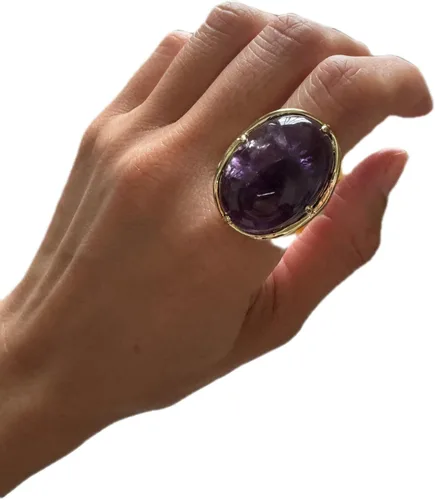 Vista 4 de Piedra natural ágata amatista turquesa ajustable anillos de dedo semiprecioso oval en forma de piedra preciosa aniversario