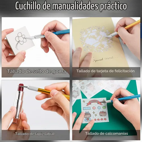 Vista 5 de DIYSELF Cuchillo Exacto, 2 cuchillos Exacto con 40 cuchillas de repuesto Exacto, cuchillo de manualidades, cuchillo de pasatiempo, juego