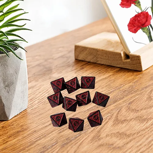Vista 4 de Juego de 10 dados de 8 caras de 8 caras, suministros de fiesta, dados poliédricos acrílicos D8, dados de 0.59 pulgadas para fiesta, bar, juego