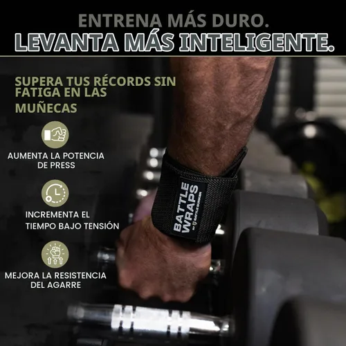 Vista 6 de Battle Bunker Wrist Wraps for Weightlifting - Heavy Duty Wrist Support Negro
