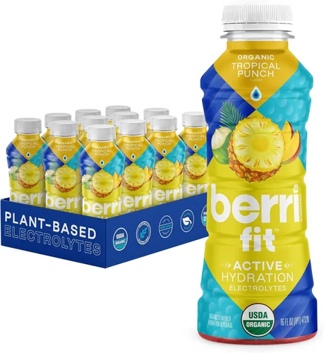 Vista 4 de Berri Fit Hidratación - Bebida deportiva natural con sabor a fruta del dragón orgánica, bebida de electrolitos a base de plantas, baja en calorías