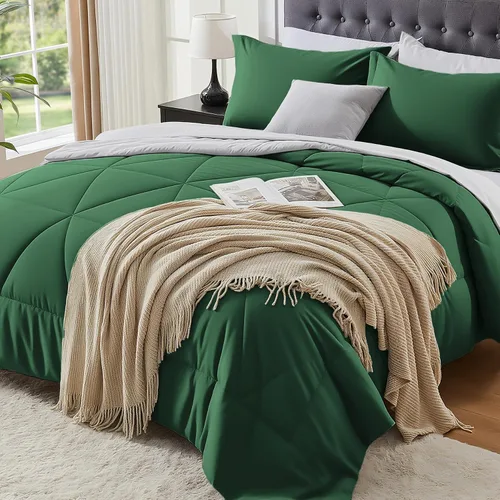 Vista 12 de BEDELITE Juego de ropa de cama con edredón tamaño individual de 5 piezas, reversible, en una bolsa - Juego de cama de lujo suave de microfibra