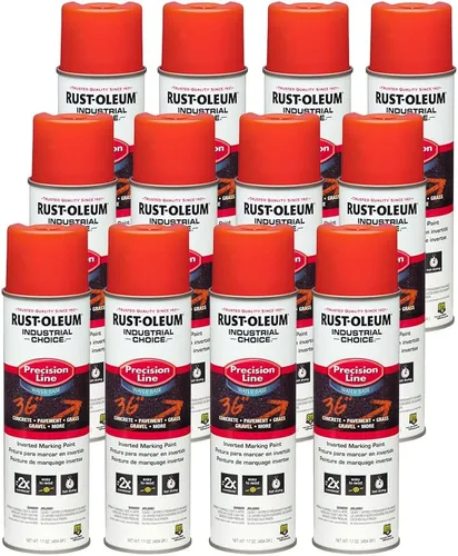 Vista 29 de Rust-Oleum 203035-12PK Pintura en aerosol invertida industrial a base de agua, 17 onzas, naranja alerta APWA, paquete de 12 unidades APWA Alerta