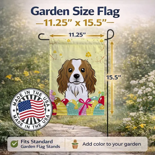 Vista 343 de Caroline's Treasures BB1923GF Bandera decorativa para jardín con diseño de Border Collie, para caza de huevos de Pascua, para jardín, jardín, patio