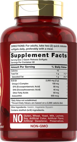 Vista 2 de Carlyle Aceite de krill antártico 2000mg 120 cápsulas blandas Máxima