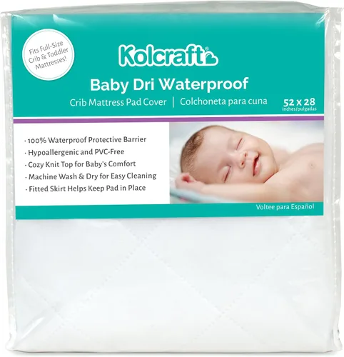 Vista 8 de Kolcraft Protector de colchón de cuna impermeable y ajustable, funda protectora de colchón y funda de cama infantil, duradera y cómoda, lavable a
