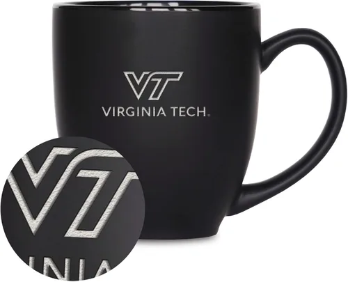 Vista 218 de Rico Industries - Taza de cerámica mate negra con grabado láser estándar de 15oz para NCAA (escuelas T & U) - Para bebidas calientes o frías