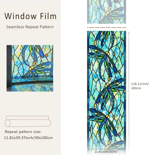 Vista 2 de funlife Película original de imitación dibujada a mano para ventana, adhesivo estático de doble cara, adecuada para entrada, decoración de puertas