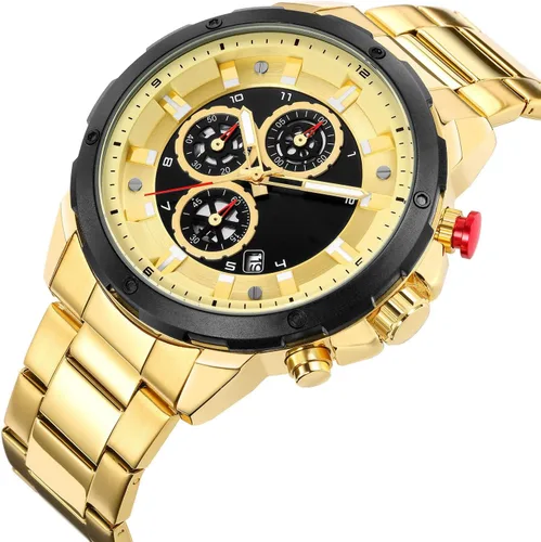 Vista 2 de FANMIS Relojes de cuarzo de lujo para hombre, cronógrafo, cronógrafo, de acero inoxidable, impermeable, reloj de pulsera