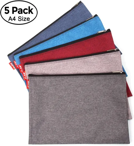 Vista 8 de Paquete de 5 bolsas de herramientas de lona con cremallera, 13.3 x 9.4 pulgadas, 14 onzas, resistente, impermeable, multiusos, para organizar