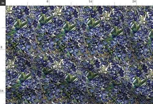 Vista 3 de Tela Spoonflower – Van Goghs púrpura flores flores flores iris azul impreso en tela de gasa por The Yard – costura moda vestidos decoración del hogar
