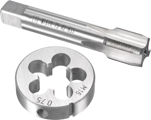 Vista 10 de uxcell M13 x 0.039 in Juego de llaves métricas y troqueles, rosca de máquina con troquel de roscado redondo, kit de grifo y troquelado