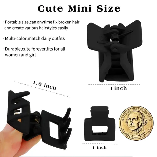 Vista 2 de Ahoney 10 pinzas pequeñas para el cabello para mujeres y niñas, clips de mandíbula mate de 1 pulgada para cabello fino, grueso y mediano, pasadores