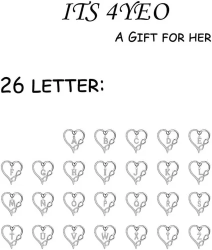 Vista 7 de ITS4YEO 925 Sterling Silver Infinity Heart Pendant Initial Necklaces Silver Necklace Zircon Pendant Necklaces for Women Jewelry Gift for Women Wife