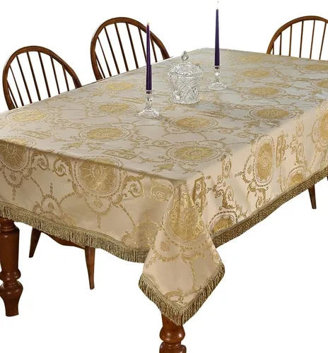 Vista 5 de Violet Linen Prestige - Mantel con diseño de damasco, 52 x 70 in, color burdeos. Borgoña