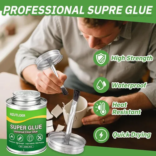 Vista 2 de Super pegamento, pegamento transparente con cepillo, adhesivo fuerte multiusos, pegamento instantáneo multiusos para madera, cerámica, cuero