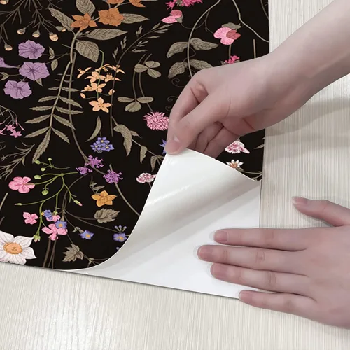 Vista 2 de Revestimiento de cajón con diseño floral rosa para despegar y pegar, papel tapiz autoadhesivo de vinilo extraíble, forro decorativo para cajones