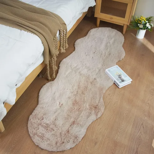 Vista 45 de Ghouse Alfombra ultrasuave de pelo sintético de conejo 2x3, alfombras lavables a máquina para dormitorio, alfombras esponjosas para sala de estar