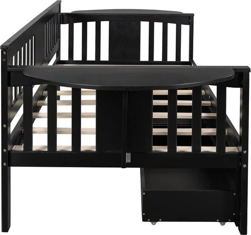 Vista 6 de Harper & Bright Designs Sofá cama de tamaño individual con cajones, sofá cama de madera para dormitorio, sala de estar, plataforma de madera