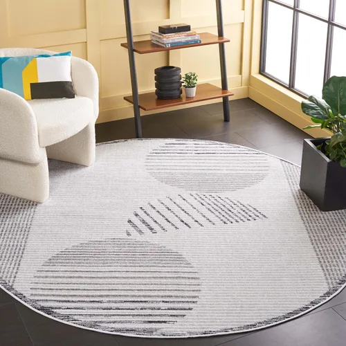 Vista 11 de Safavieh Alamo Collection ALM779F-28 - Alfombra de pasillo, 2 pies 2 pulgadas x 8 pies, color marfil y gris, diseño moderno, no desprende pelusa