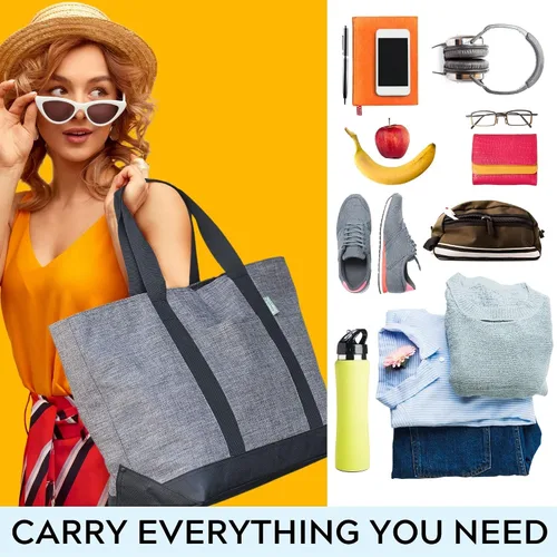Vista 2 de Creative Green Life Bolso de mano XL para mujeres u hombres con cremallera superior, bolsa de mano de alta calidad para el trabajo, gimnasio