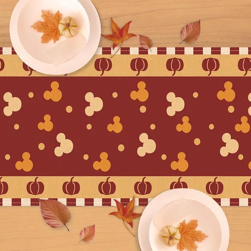 Vista 4 de Seliem Camino de Mesa de Calabaza de Otoño, Decoración de Mesa de Cocina y Comedor de Lunares Rojos de Acción de Gracias de Otoño, Decoración
