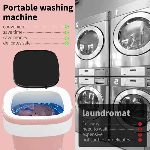 Vista 3 de Lavadora portátil, mini lavadora y secadora plegable de 20 litros con 3 modos de limpieza profunda, pequeña lavandería plegable mejorada para hotel