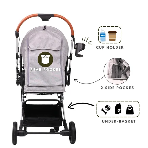 Vista 8 de Bicystar - Carriola para mascotas para perros pequeños y medianos, gatos, hasta 45 libras, de viaje ligera, plegable, todo terreno, 4 ruedas