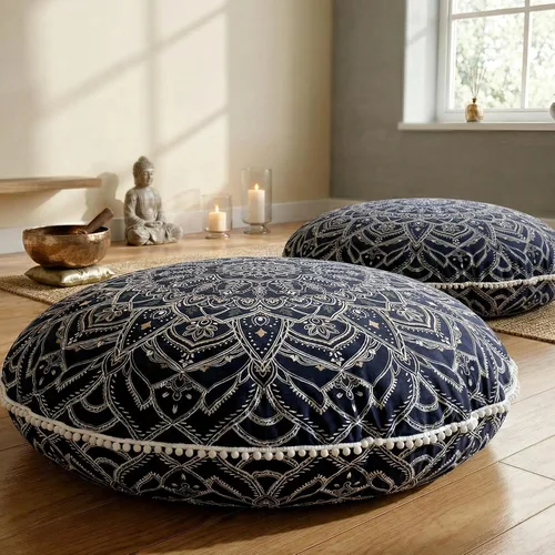 Vista 20 de Codi Paquete de 2 cojines de meditación, almohadas de piso grandes para Negro