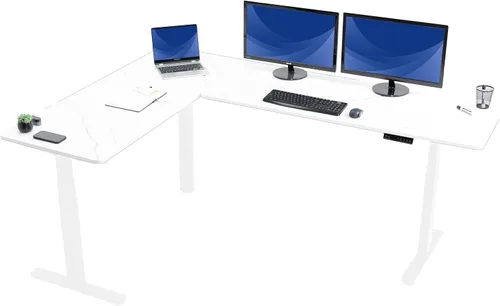 Vista 37 de VIVO DESK-KIT-3E8BO - Escritorio eléctrico de altura ajustable de 83 x 60 pulgadas para trabajar de pie, con 2 cubiertas sólidas de bambú, marco