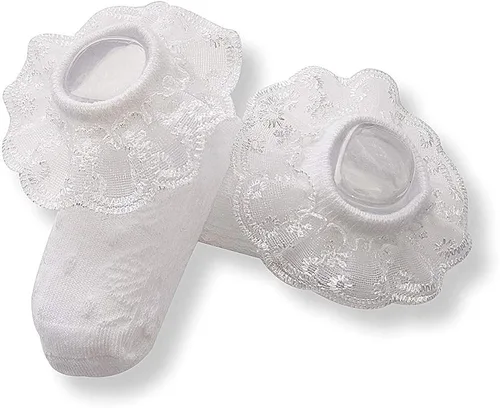 Vista 2 de Juebm Infant Baby Girls Ruffle Socks Toddler Dress socksPack of 356 Baby Frilly Lace Ankle Socks