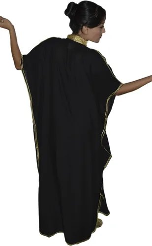 Vista 7 de Moroccan Caftan Hand Made Breathable Cotton with Gold Hand Embroidery Long