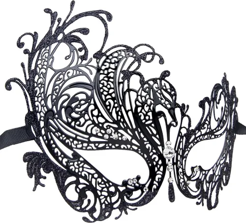 Vista 5 de IETANG - Antifaces venecianos para parejas, baile de máscaras, accesorios de disfraz o fiesta, 1 par